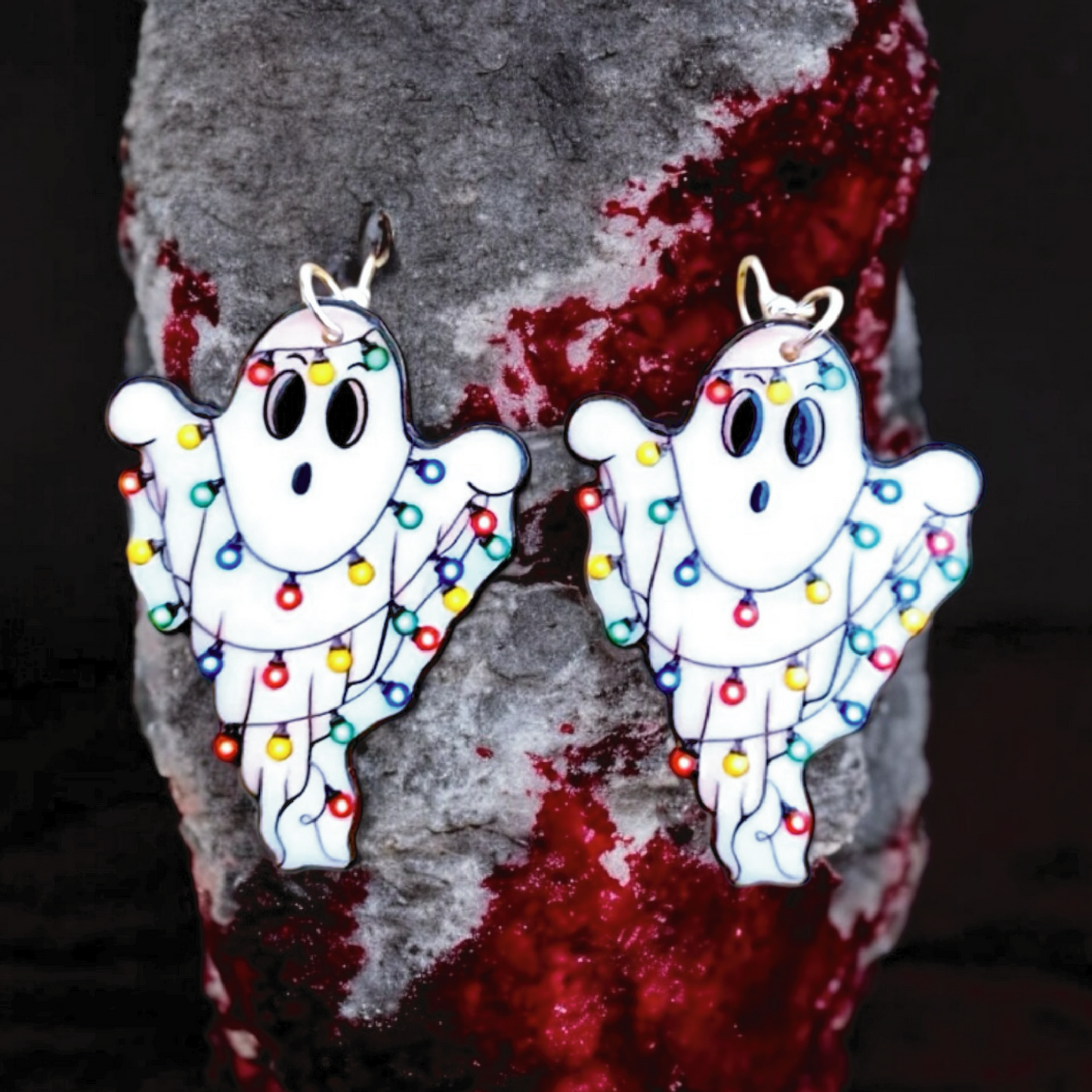Ghost Christmas Lights Earrings