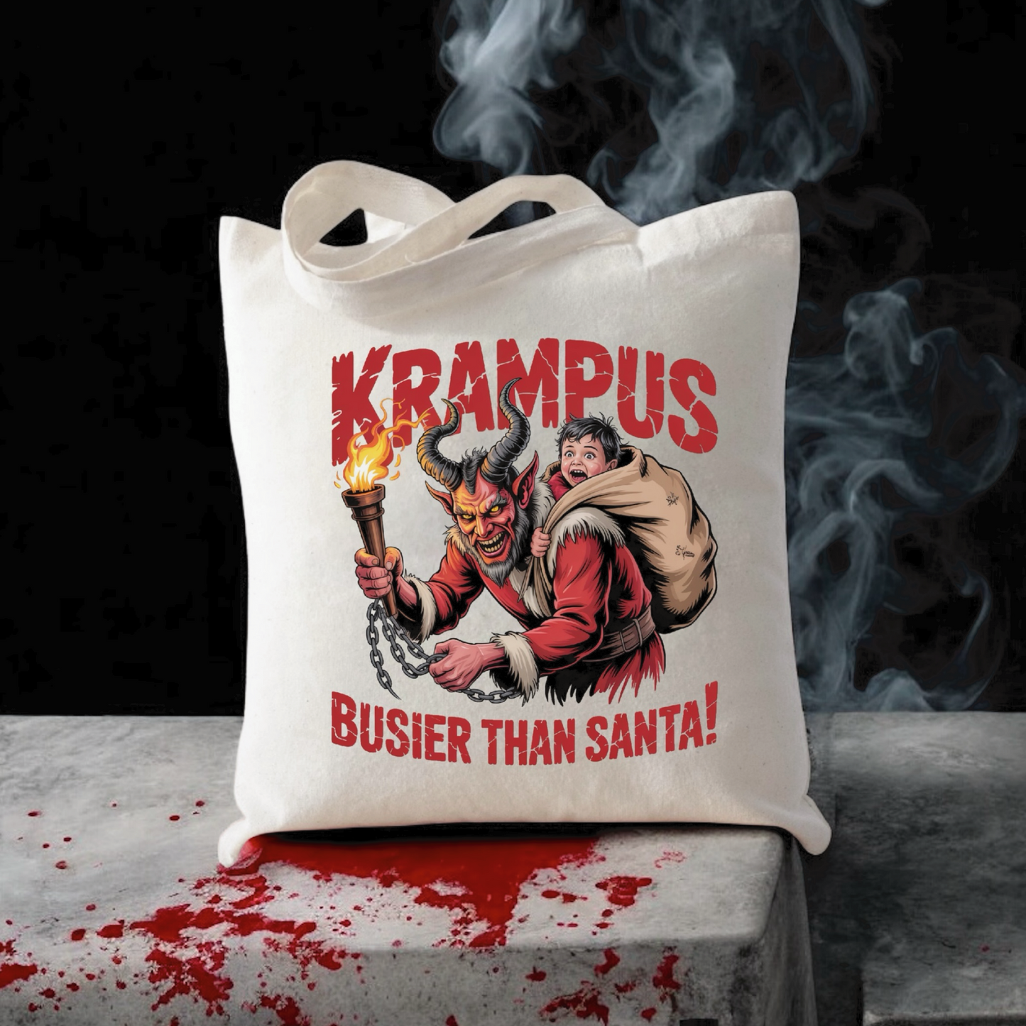 Krampus Santa Canvas Tote Bag