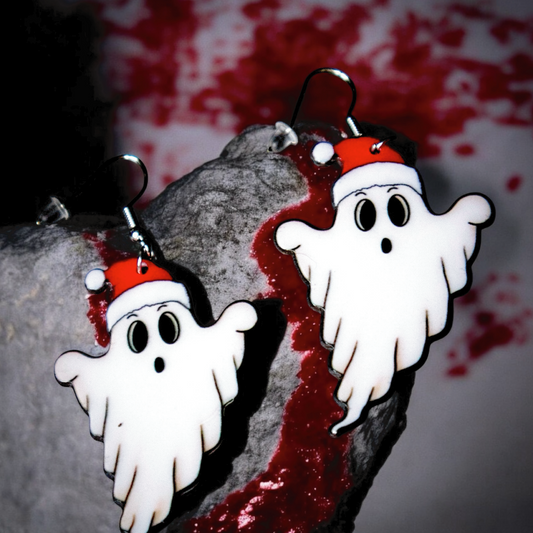 Santa Hat Ghost Earrings