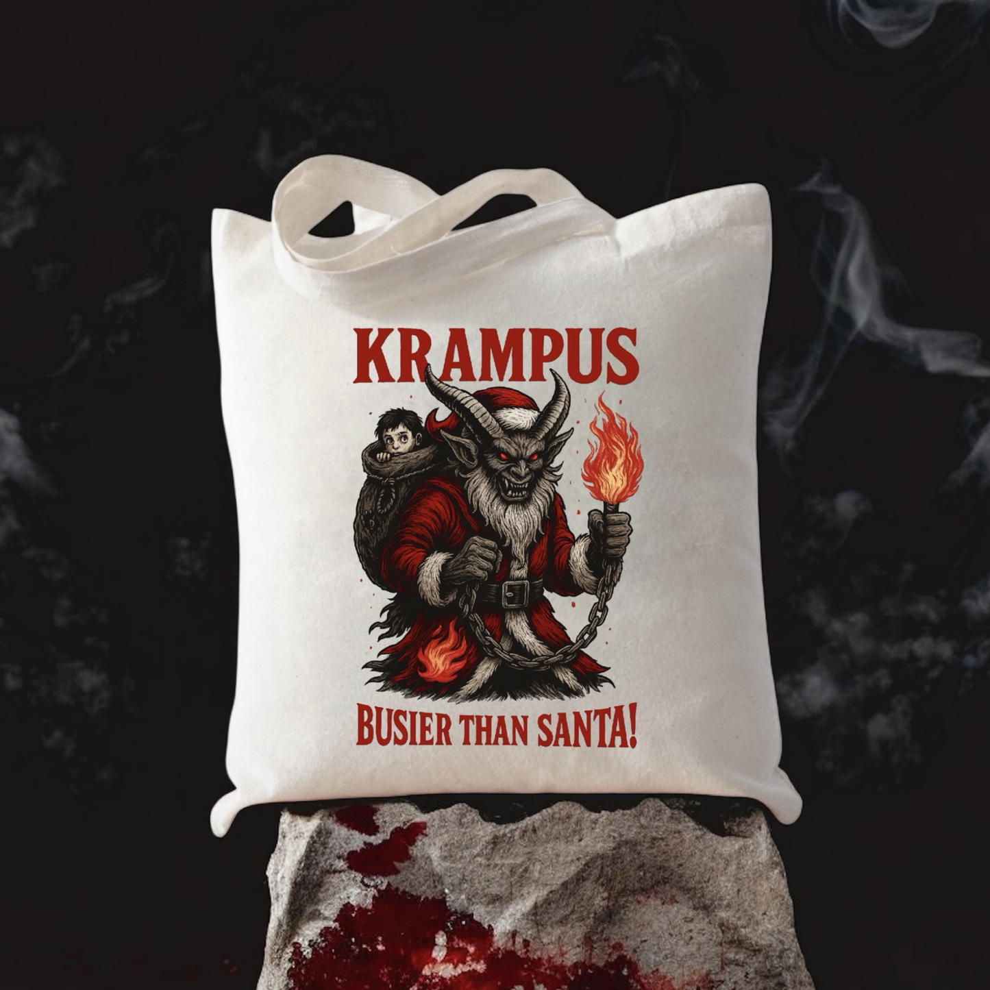 Krampus Busier Than Santa Canvas Tote Bag